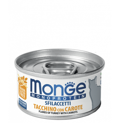 Monge Cat Monoprotein мясные хлопья для кошек из индейки с морковью 80г