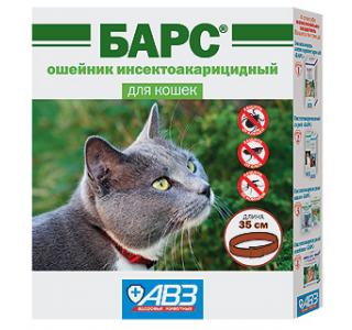 Барс, ошейник инсектоакарицидный для кошек, 35 см