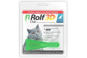 Rolf Club 3D, капли от клещей и блох для кошек более 4 кг, 1 пипетка