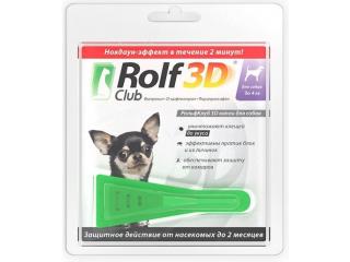 Rolf Club 3D, капли от клещей и блох для собак до 4 кг, 1 пипетка