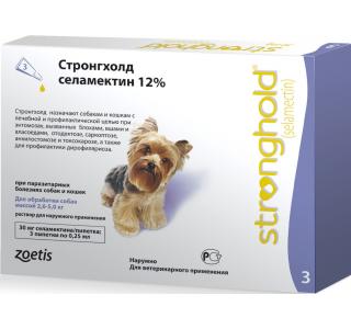 Стронгхолд селамектин 12%, капли на холку для собак 2,6-5 кг, 1 пипетка 0,25 мл