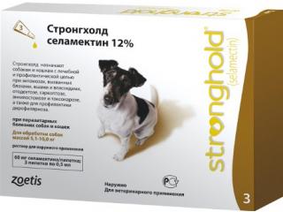 Стронгхолд селамектин 12%, капли на холку для собак 5,1-10 кг, 1 пипетка 0,5 мл