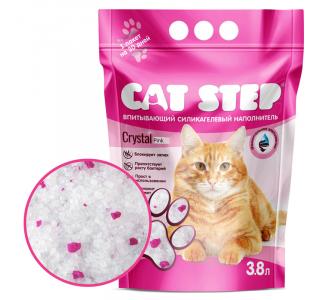 CAT STEP Crystal  Pink, силикагелевый наполнитель для кошачьего туалета - 3,8 л