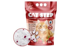 CAT STEP Crystal Strawberry, силикагелевый наполнитель для кошачьего туалета - 3,8 л