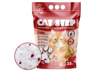 CAT STEP Crystal Strawberry, силикагелевый наполнитель для кошачьего туалета - 3,8 л