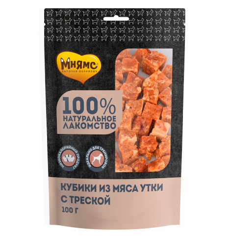 Мнямс Кубики из мяса утки с треской