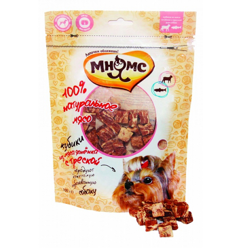 Мнямс Кубики из мяса ягненка с треской