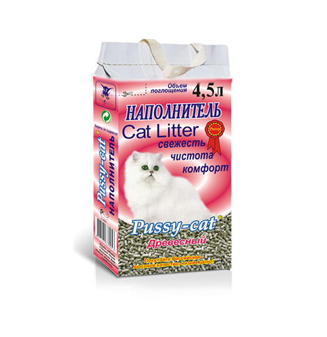 Pussy-cat, наполнитель для кошачьего туалета (Древесный) - 4,5 л