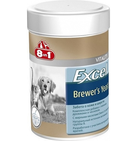 8in1 Excel Brewers Yeast, витамины с пивными дрожжами для кошек и собак, таблетки 1 шт.