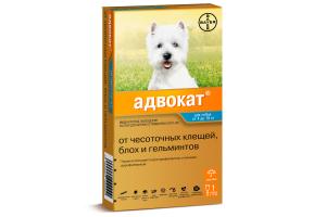 Адвокат 100 капли для собак 4-10 кг от чесоточных клещей, блох и гельминтов (1 пипетка х 1 мл)