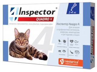 Inspector Quadro К, капли для кошек 1-4кг, 1 пипетка