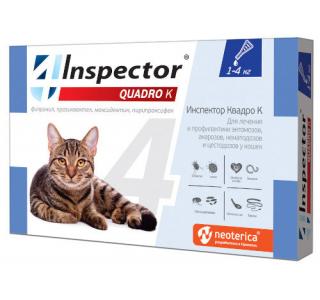 Inspector Quadro К, капли для кошек 1-4кг, 1 пипетка