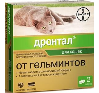 Дронтал, таблетки от внутренних паразитов для кошек, 1 табл. (на 4 кг)