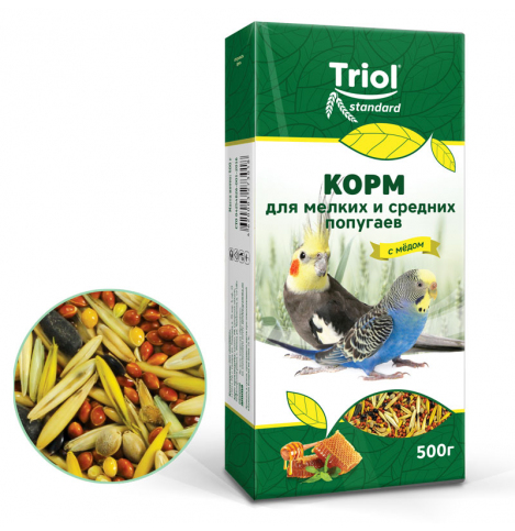 TRIOL Корм Standard для мелких и средних попугаев с мёдом, 500г