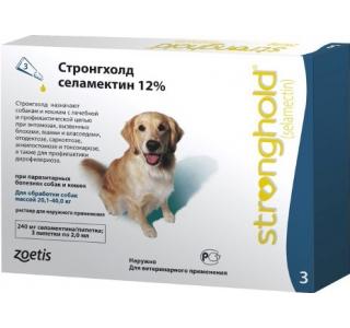 Стронгхолд селамектин 12%, капли на холку для собак 20,1-40 кг, 1 пипетка 2 мл