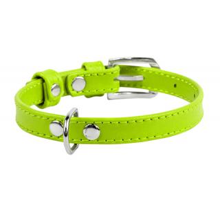 Collar Ошейник для собак кожаный WAUDOG Glamour с QR паспортом, салатовый, Ш 9 мм, Дл 19-25 см