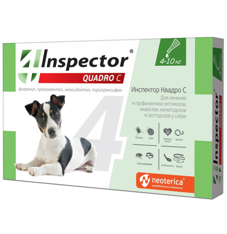 Inspector Quadro С, капли для собак 4-10кг, 1 пипетка