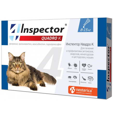 Inspector Quadro К, капли для кошек 8-15кг, 1 пипетка