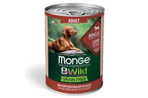 Monge Dog BWild GRAIN FREE беззерновые консервы из ягненка с тыквой и кабачками для взрослых собак всех пород, 400г