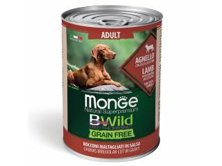 Monge Dog BWild GRAIN FREE беззерновые консервы из ягненка с тыквой и кабачками для взрослых собак всех пород, 400г