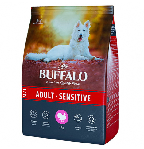 MR. BUFFALO ADULT M/L SENSITIVE С ИНДЕЙКОЙ Сухой корм для взрослых собак всех пород с чувствительным пищеварением, 2кг