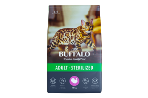 MR. BUFFALO STERILIZED сухой корм с индейкой для стерилизованных кошек и кастрированных котов, 100 г (весовой)