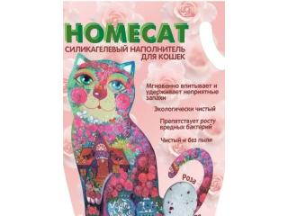 HOMECAT  3,8 л силикагелевый наполнитель для кошачьих туалетов с ароматом розы