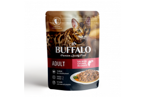 Mr.Buffalo Влажный корм для взрослых кошек HAIR & SKIN «ЛОСОСЬ» в соусе, 85г