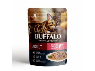 Mr.Buffalo Влажный корм для взрослых кошек HAIR & SKIN «ЛОСОСЬ» в соусе, 85г