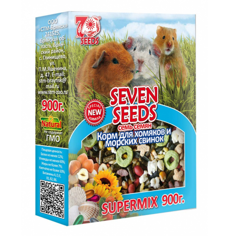 Seven Seeds Супермикс, Корм для хомяков и морских свинок, 900 г.