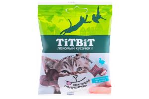 TiTBiT Хрустящие подушечки для кошек с паштетом из утки 30 г