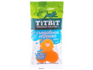 TiTBiT Съедобная игрушка косточка с индейкой Mini, 20г