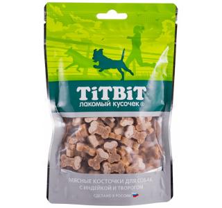 TiTBiT Косточки мясные для собак с индейкой и творогом, 145г