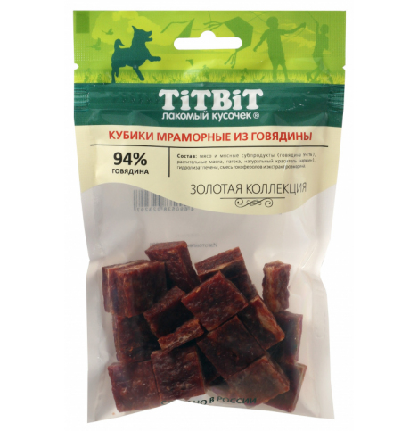 TiTBiT Кубики мраморные из говядины для собак Золотая коллекция 80 г