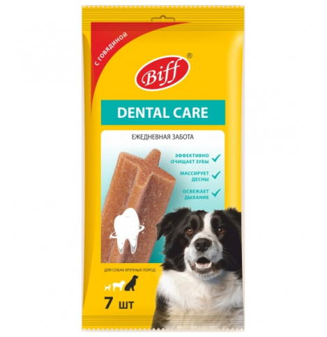 Biff Снек жевательный Dental Care с говядиной для собак крупных пород , 270г