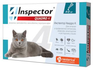 Inspector Quadro К, капли для кошек 4-8кг, 1 пипетка