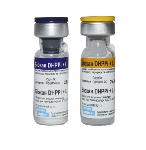 БИОКАН DHPPi+L  вакцина для собак, (1 доза - 2 фл)