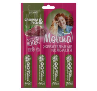 Молина Жевательные колбаски для кошек Оленина и гусь, 1 штука, 20г
