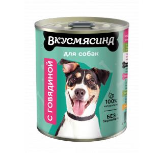 Вкусмясина консервыс говядиной для собак средних пород, 340г