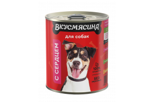 Вкусмясина консервы с сердцем для собак средних пород, 340г