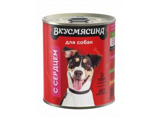 Вкусмясина консервы с сердцем для собак средних пород, 340г