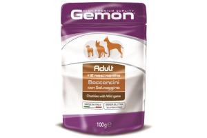 GEMON DOG Пауч для взрослых собак, кусочки с дичью, 100г