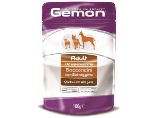 GEMON DOG Пауч для взрослых собак, кусочки с дичью, 100г