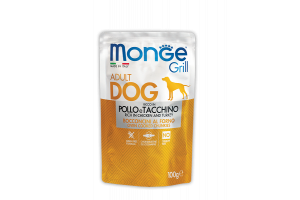 Monge GRILL POUCH POLLO e TACCHINO, Паучи для взрослых собак с курицей и индейкой, 100 г