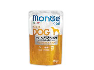 Monge GRILL POUCH POLLO e TACCHINO, Паучи для взрослых собак с курицей и индейкой, 100 г