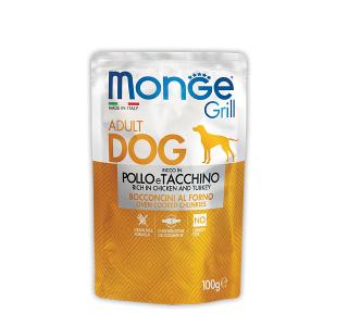 Monge GRILL POUCH POLLO e TACCHINO, Паучи для взрослых собак с курицей и индейкой, 100 г