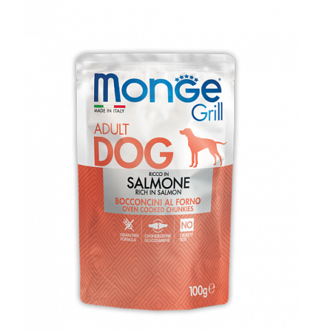 Monge GRILL POUCH SALMONE, Паучи для взрослых собак с лососем, 100 г