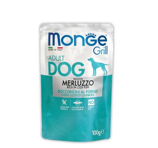 Monge GRILL POUCH MERLUZZO, Паучи для взрослых собак с треской, 100 г