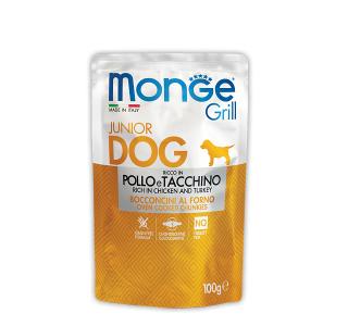 Monge GRILL POUCH POLLO e TACCHINO, Паучи для щенков с курицей и индейкой, 100 г