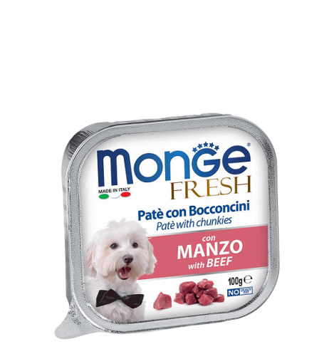 Monge Fresh PATE e BOCCONCINI con MANZO (Паштет для собак из говядины), 100 г